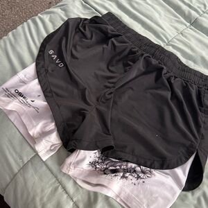 Black and White SAVO Athletic Shorts